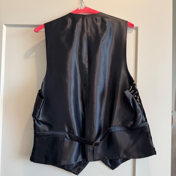 FAVOURBROOK Size 42 (Medium) Black Gold Embroidery Buttoned Vest - Picture 4 of 6